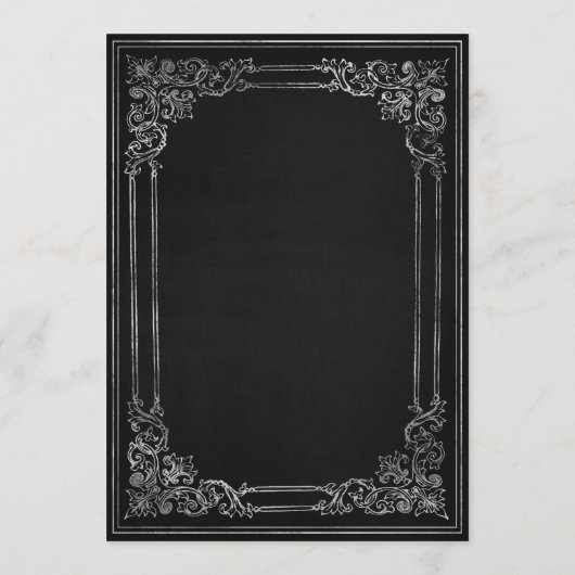 Vintage Frame Black Silver Wedding Menu (Achterkant)