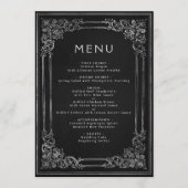 Vintage Frame Black Silver Wedding Menu (Voorkant)