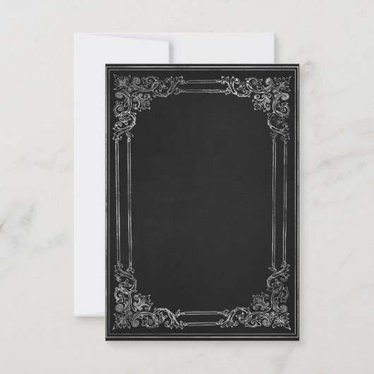 Vintage Frame Black Silver Wedding RSVP (Achterkant)