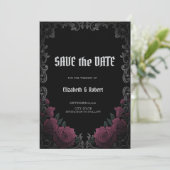 Vintage Frame Dark Roses Gothic Save The Date (Staand voorkant)