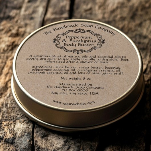 Vintage Frame Kraft Papier Body Butter Pot Label