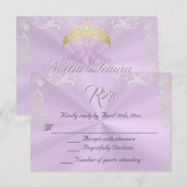 Vintage Frame Quinceanera RSVP - Lavender/Silver Kaartje