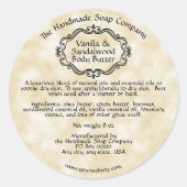 Vintage Frame Tan Parchment Body Butter Pot Label (Voorkant)