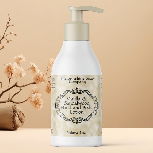 Vintage Frame Tan Parchment Cosmetics Bottle Label