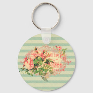 Vintage Francés, rosas y postal publicitaria Sleutelhanger