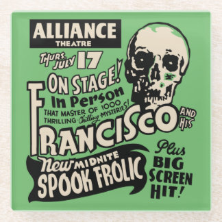 Vintage Francisco Spook Frolic Spook Show Poster Glazen Onderzetter