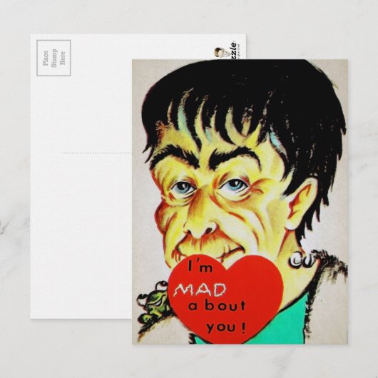 Vintage Frankenstein Valentijn Briefkaart (Voorkant / Achterkant)