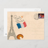 Vintage Frankrijk Eiffeltoren Briefkaart (Voorkant / Achterkant)