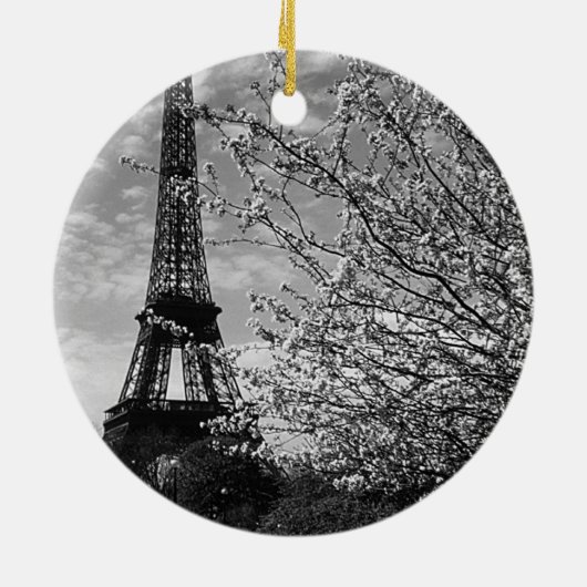Vintage Frankrijk Eiffeltoren Keramisch Ornament (Achterkant)