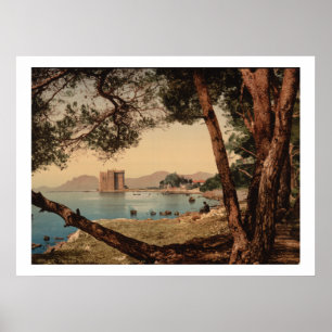 Vintage Frankrijk, eiland Saint-Honorat, Cannes Poster