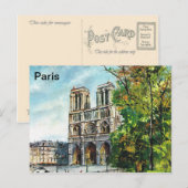Vintage Frankrijk, Notre Dame de Paris Briefkaart (Voorkant / Achterkant)