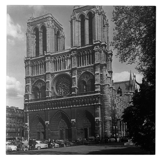 Vintage Frankrijk Paris Notre Dame Cathedral Tegeltje (Voorkant)