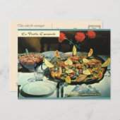 Vintage Frankrijk, voedsel, Le Paella espagnole Briefkaart (Voorkant / Achterkant)
