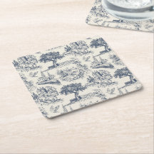 Vintage Frans landelijk "Blauw Toile de Jouy"