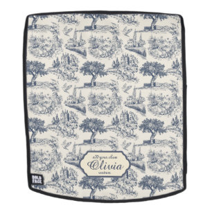 Vintage Frans landelijk "Blauw Toile de Jouy" Rugtassen