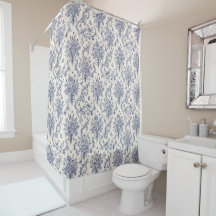 Vintage Frans landelijk toile de Jouy-blauw patroo