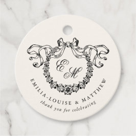 Vintage Frans Monogram Krans Elegante Trouwfeest Bedankjes Labels