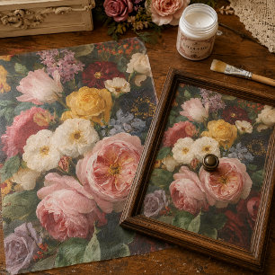 Vintage Frans romantisch bloemboeket decoupage Tissuepapier