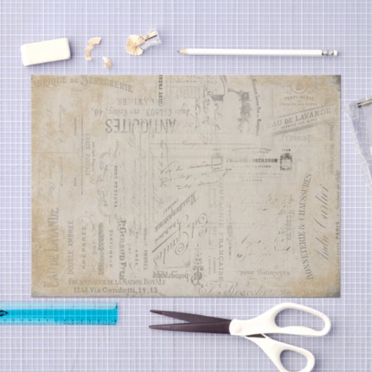 Vintage Frans Schrift Tissuepapier (Craft)