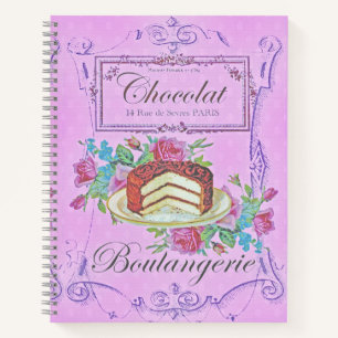 Vintage Franse bakkerij Chocolade Cake Advert Reci Notitieboek
