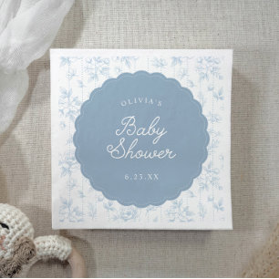 Vintage Franse bloemmotief blauwe baby shower met  Servet