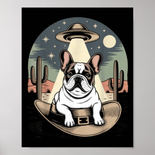 Vintage Franse Bulldog UFO Western Poster