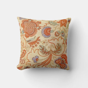 Vintage Franse Chintz Bloem Antieke Terracotta Kussen