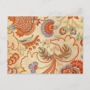 Vintage Franse Chintz Bloemmotief Antieke Terracot Briefkaart