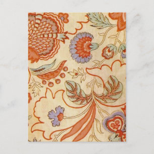 Vintage Franse Chintz Bloemmotief Antieke Terracot Briefkaart