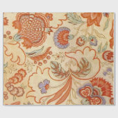 Vintage Franse Chintz Bloemmotief Antieke Terracot Cadeaupapier (Vlak)