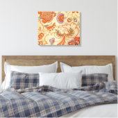 Vintage Franse Chintz Bloemmotief Antieke Terracot Canvas Afdruk (Insitu (Slaapkamer))