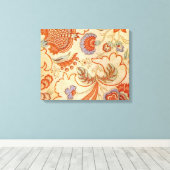 Vintage Franse Chintz Bloemmotief Antieke Terracot Canvas Afdruk (Insitu (Houten vloer))