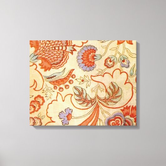 Vintage Franse Chintz Bloemmotief Antieke Terracot Canvas Afdruk (Voorkant)
