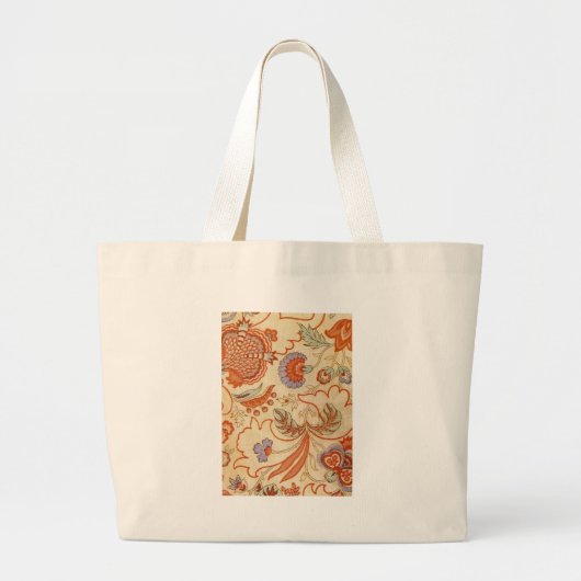 Vintage Franse Chintz Bloemmotief Antieke Terracot Grote Tote Bag (Voorkant)