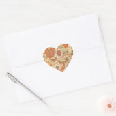 Vintage Franse Chintz Bloemmotief Antieke Terracot Hart Sticker (Envelop)
