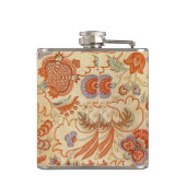 Vintage Franse Chintz Bloemmotief Antieke Terracot Heupfles (Achterkant)
