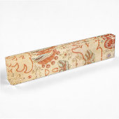 Vintage Franse Chintz Bloemmotief Antieke Terracot Naambordje