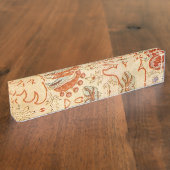 Vintage Franse Chintz Bloemmotief Antieke Terracot Naambordje (Zijkant)