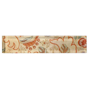 Vintage Franse Chintz Bloemmotief Antieke Terracot Naambordje