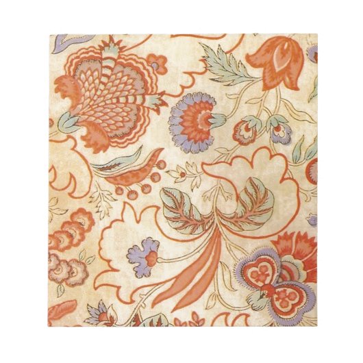 Vintage Franse Chintz Bloemmotief Antieke Terracot Notitieblok (Voorkant)