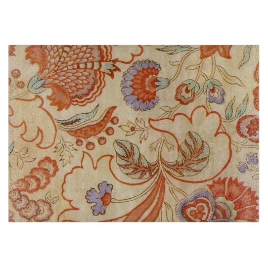 Vintage Franse Chintz Bloemmotief Antieke Terracot Snijplank (Voorkant)