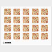 Vintage Franse Chintz Bloemmotief Antieke Terracot Vierkante Sticker (Vel)