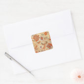 Vintage Franse Chintz Bloemmotief Antieke Terracot Vierkante Sticker (Envelop)