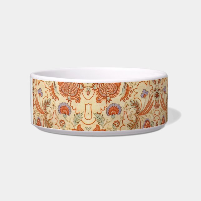 Vintage Franse Chintz Bloemmotief Antieke Terracot Voerbakje (Links)