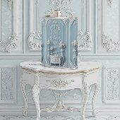 Vintage Franse Erfgoed Luxe Romantische Blauwe Wit Heupfles
