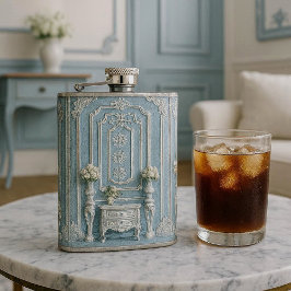 Vintage Franse Erfgoed Luxe Romantische Blauwe Wit Heupfles