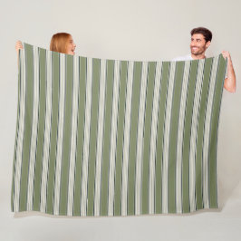 Vintage Franse Groene Strepen- Neutrale Boerderijs Fleece Deken