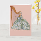 Vintage Franse Harpist Notecards en Briefkaarten (Gele Bloem)