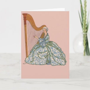 Vintage Franse Harpist Notecards en Briefkaarten