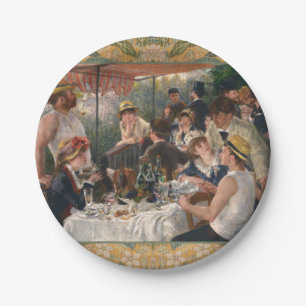 Vintage Franse Impressionistische Kunst Bootfeest Papieren Bordje